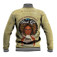 Personalized Black Girl African Baseball Jacket Never Underestimate A Book Lover - Wonder Print Shop