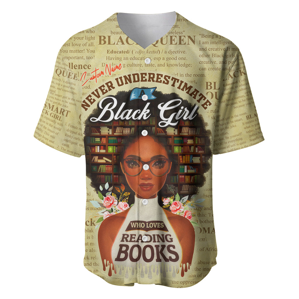 Personalized Black Girl African Baseball Jersey Never Underestimate A Book Lover - Wonder Print Shop