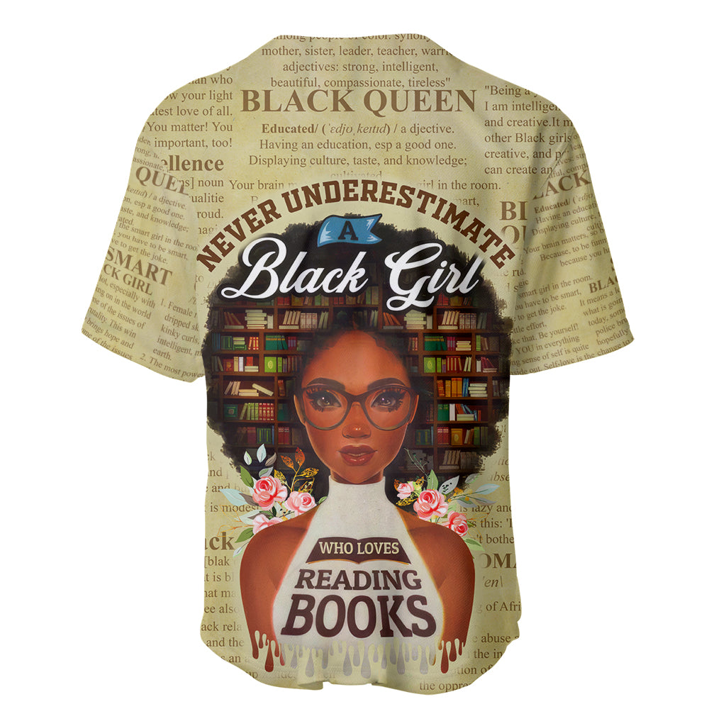 Personalized Black Girl African Baseball Jersey Never Underestimate A Book Lover - Wonder Print Shop