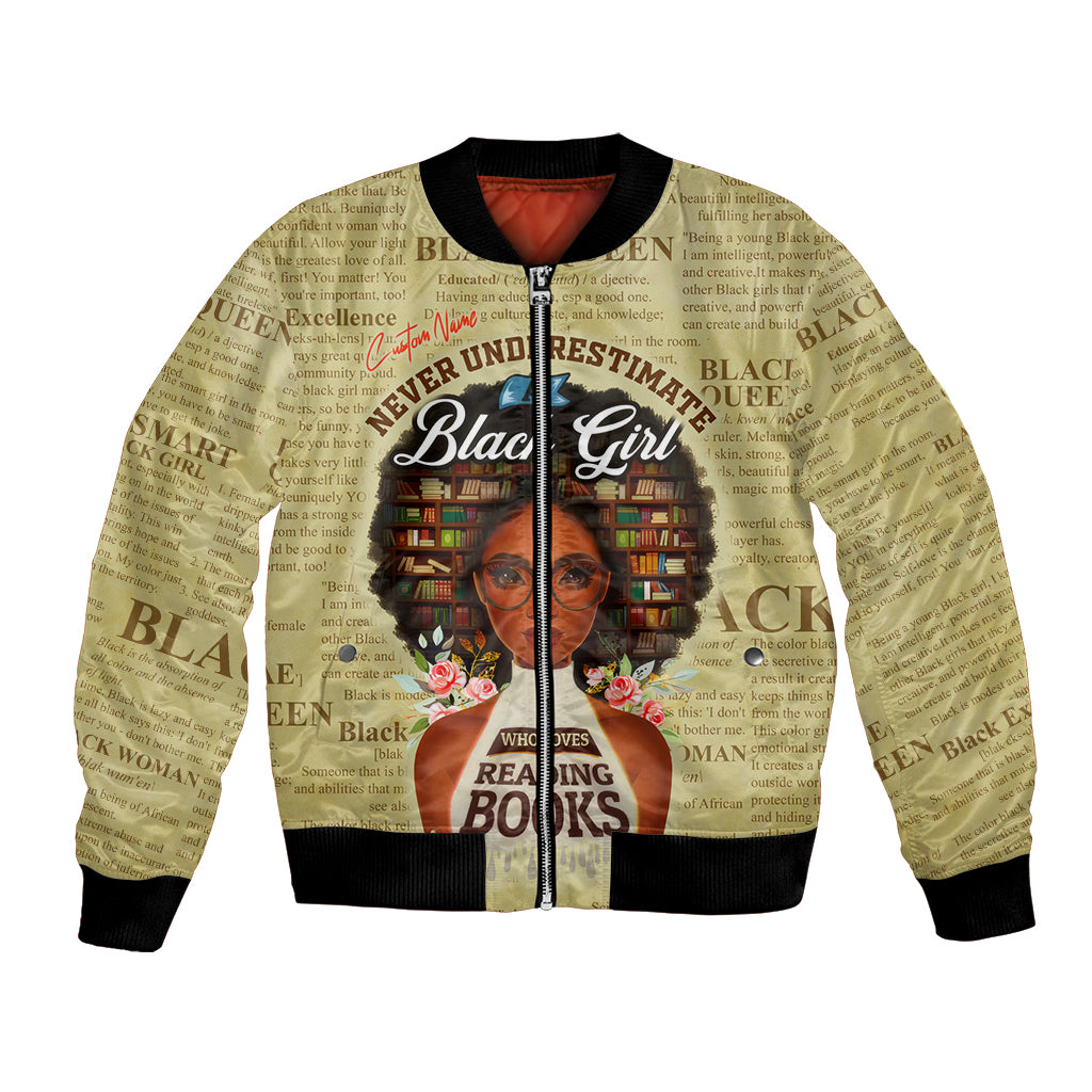 Personalized Black Girl African Bomber Jacket Never Underestimate A Book Lover - Wonder Print Shop