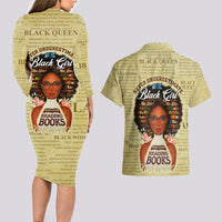 Personalized Black Girl African Couples Matching Long Sleeve Bodycon Dress and Hawaiian Shirt Never Underestimate A Book Lover - Wonder Print Shop