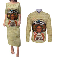 Personalized Black Girl African Couples Matching Puletasi and Long Sleeve Button Shirt Never Underestimate A Book Lover - Wonder Print Shop