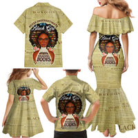 Personalized Black Girl African Family Matching Mermaid Dress and Hawaiian Shirt Never Underestimate A Book Lover - Wonder Print Shop
