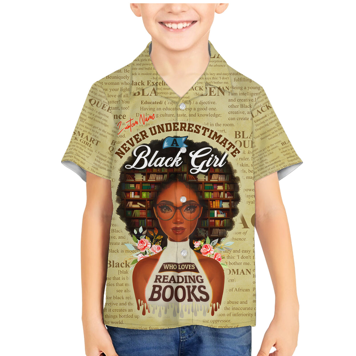 Personalized Black Girl African Family Matching Mermaid Dress and Hawaiian Shirt Never Underestimate A Book Lover - Wonder Print Shop