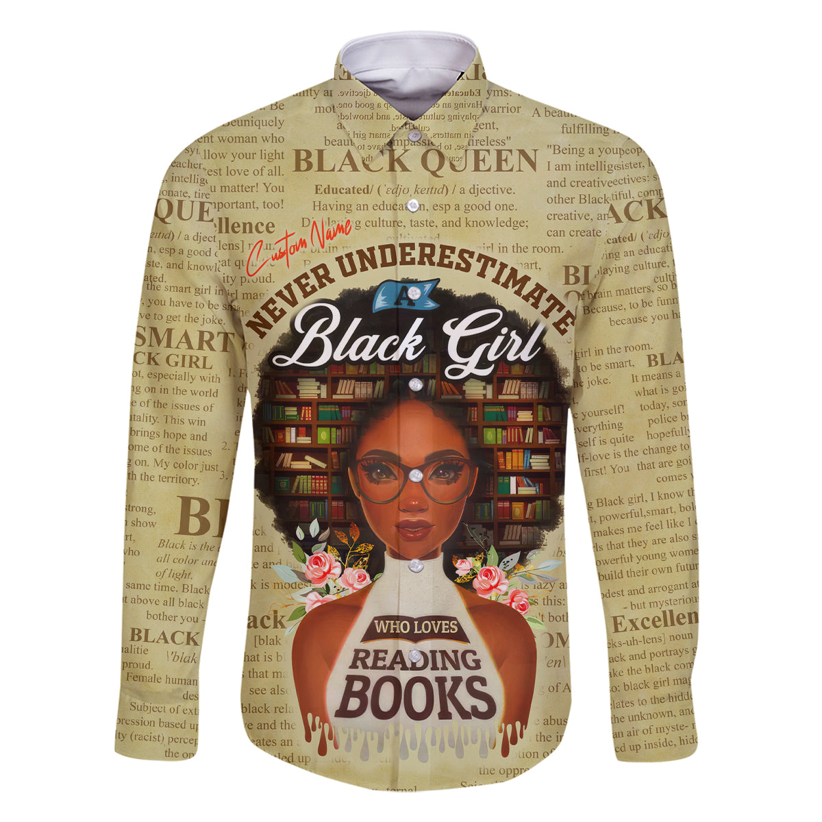 Personalized Black Girl African Family Matching Off Shoulder Long Sleeve Dress and Hawaiian Shirt Never Underestimate A Book Lover - Wonder Print Shop