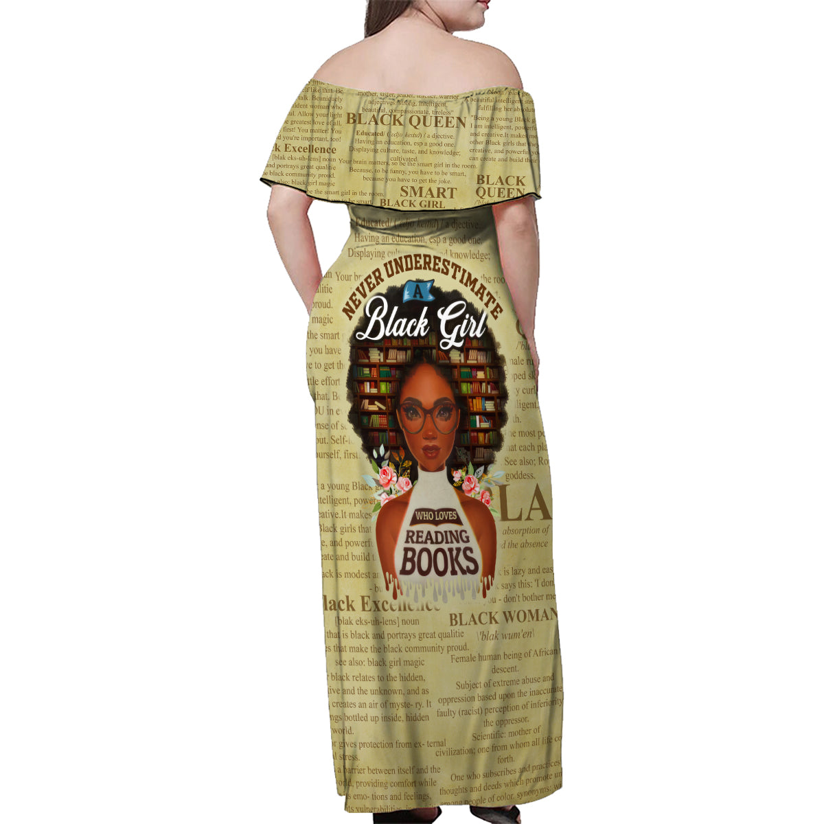 Personalized Black Girl African Family Matching Off Shoulder Maxi Dress and Hawaiian Shirt Never Underestimate A Book Lover - Wonder Print Shop