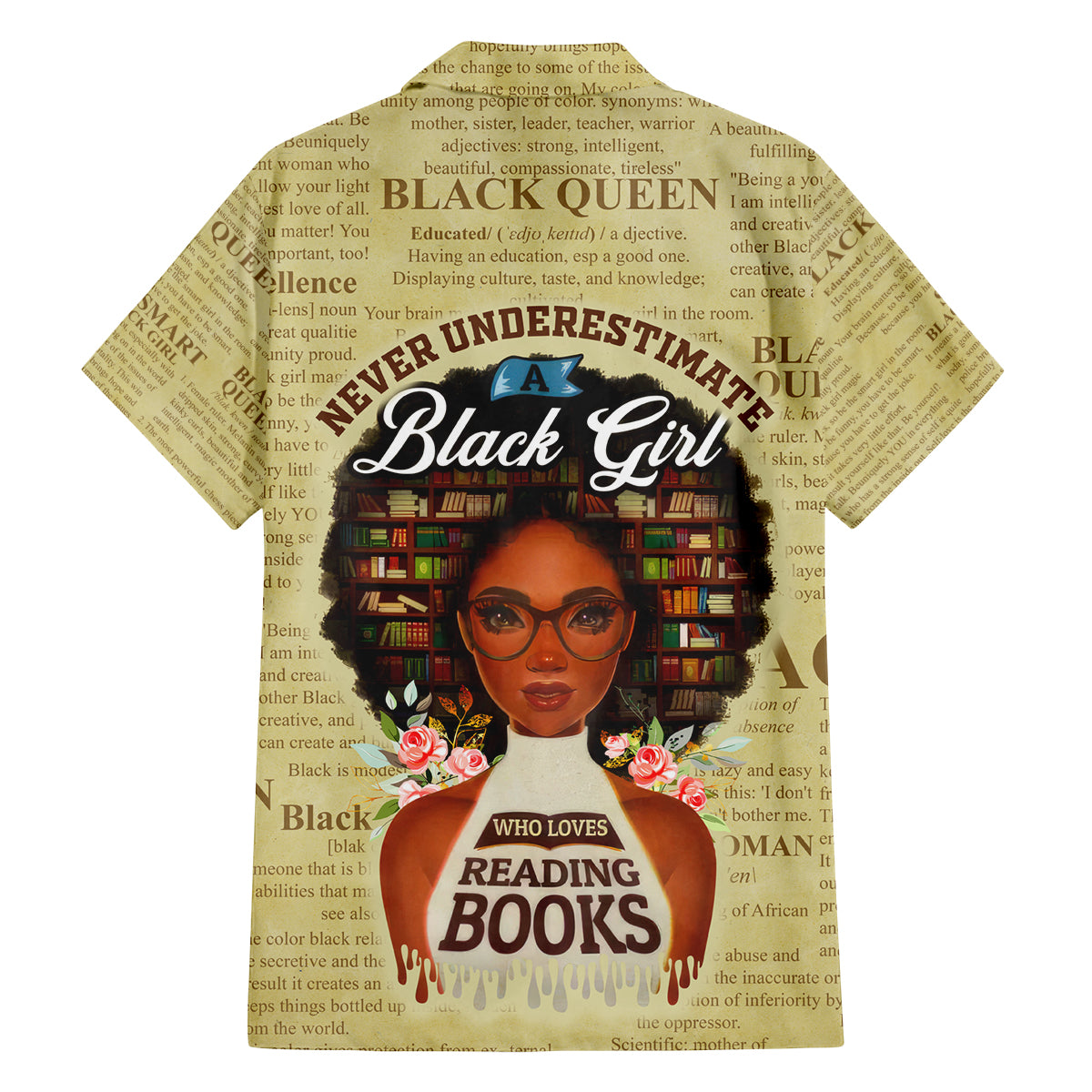 Personalized Black Girl African Family Matching Off Shoulder Short Dress and Hawaiian Shirt Never Underestimate A Book Lover - Wonder Print Shop