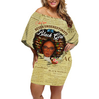 Personalized Black Girl African Family Matching Off Shoulder Short Dress and Hawaiian Shirt Never Underestimate A Book Lover - Wonder Print Shop