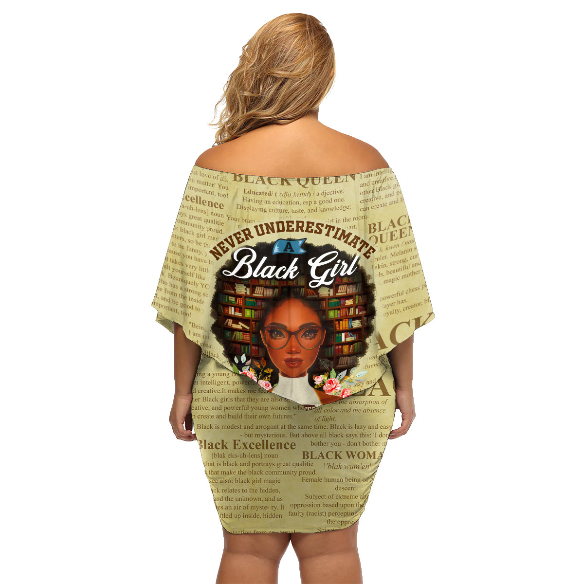 Personalized Black Girl African Family Matching Off Shoulder Short Dress and Hawaiian Shirt Never Underestimate A Book Lover - Wonder Print Shop