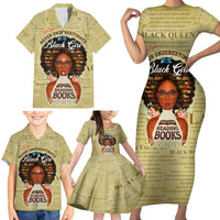 Personalized Black Girl African Family Matching Short Sleeve Bodycon Dress and Hawaiian Shirt Never Underestimate A Book Lover - Wonder Print Shop