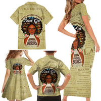 Personalized Black Girl African Family Matching Short Sleeve Bodycon Dress and Hawaiian Shirt Never Underestimate A Book Lover - Wonder Print Shop