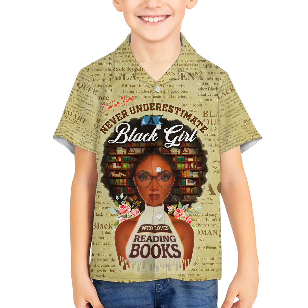 Personalized Black Girl African Family Matching Short Sleeve Bodycon Dress and Hawaiian Shirt Never Underestimate A Book Lover - Wonder Print Shop