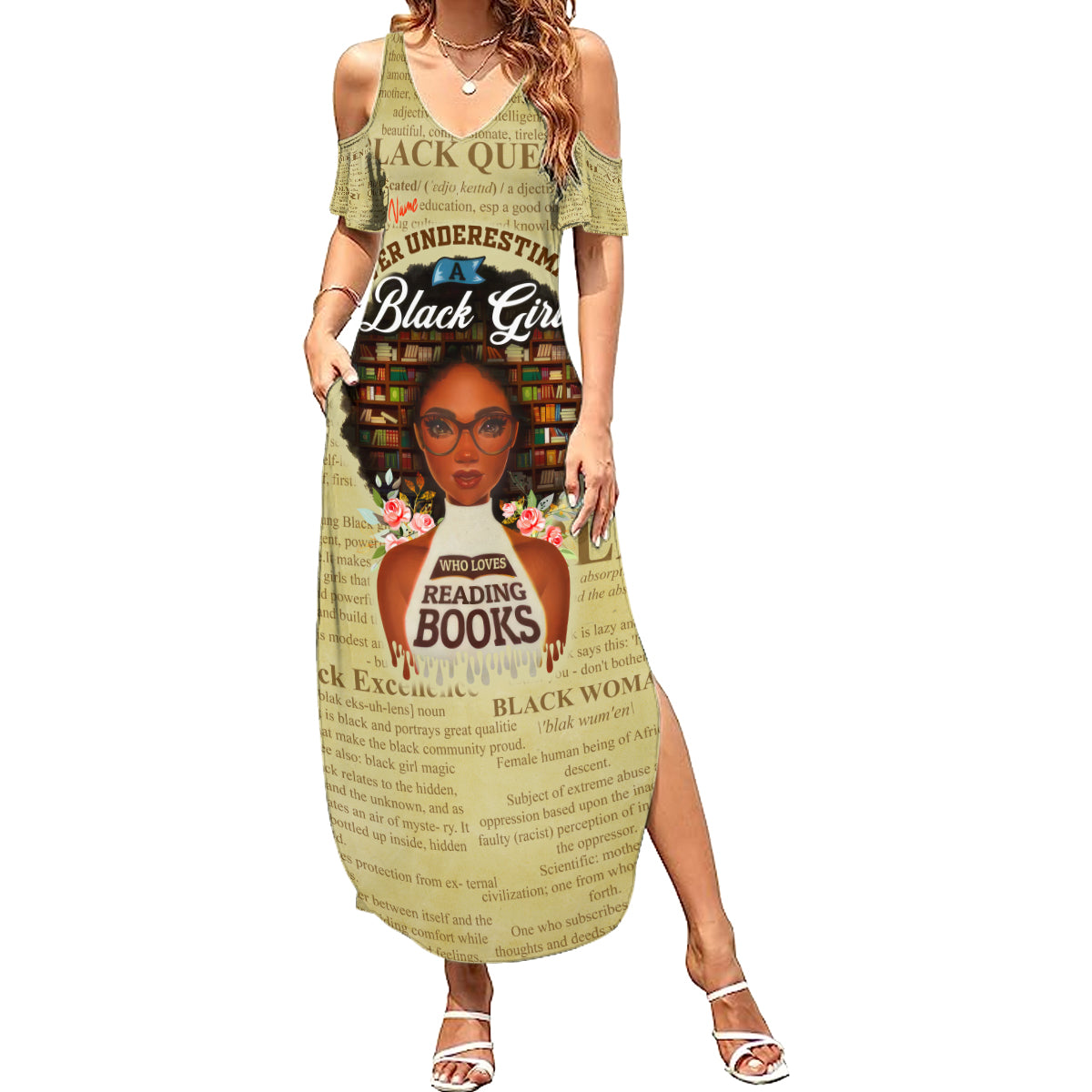 Personalized Black Girl African Family Matching Summer Maxi Dress and Hawaiian Shirt Never Underestimate A Book Lover - Wonder Print Shop