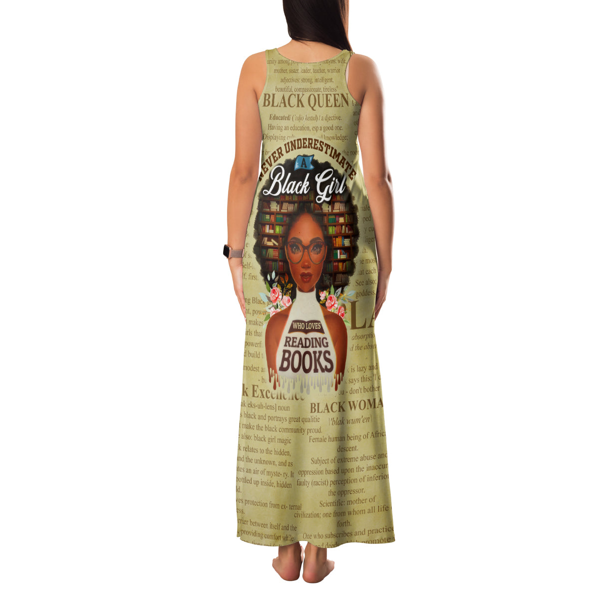 Personalized Black Girl African Family Matching Tank Maxi Dress and Hawaiian Shirt Never Underestimate A Book Lover - Wonder Print Shop