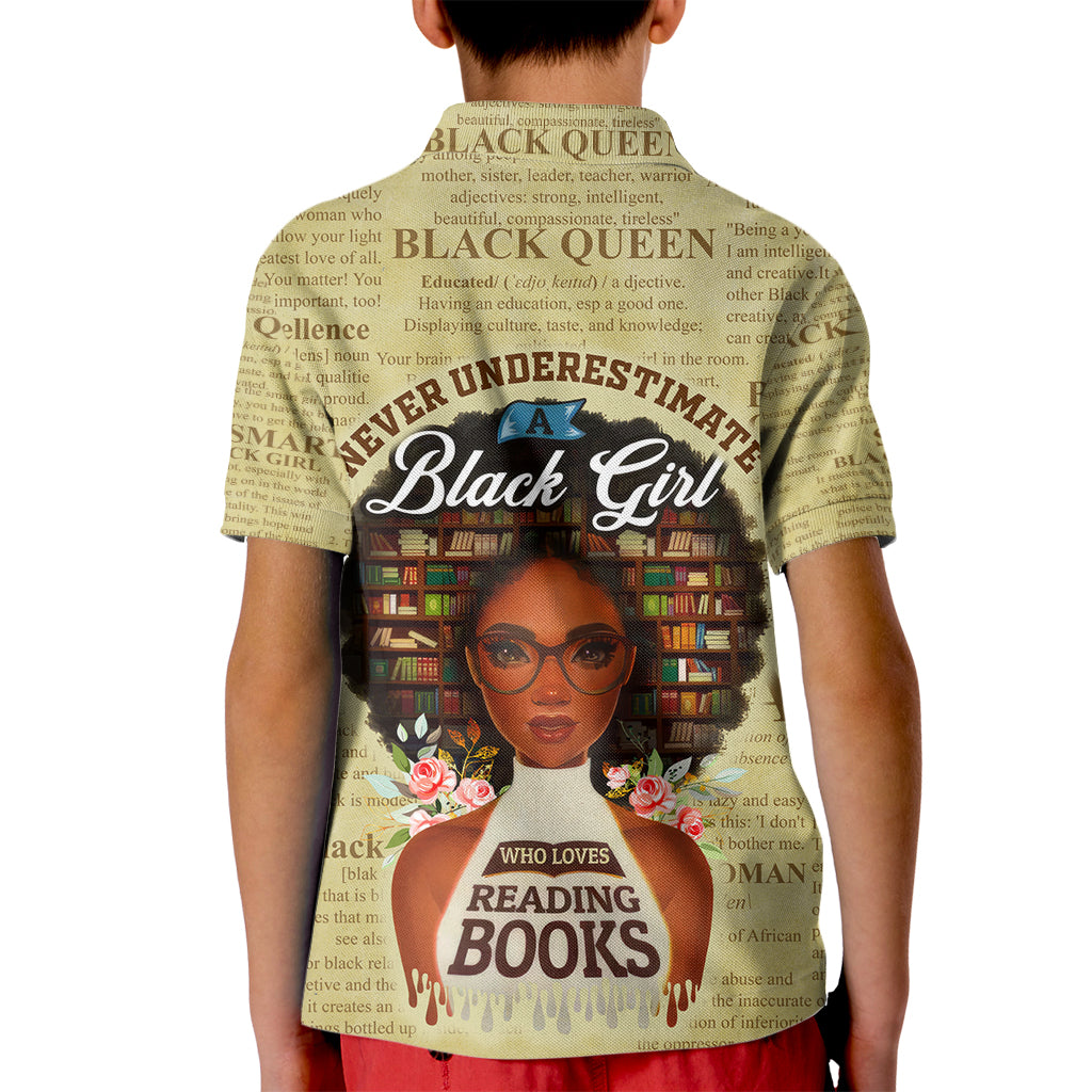 Personalized Black Girl African Kid Polo Shirt Never Underestimate A Book Lover - Wonder Print Shop