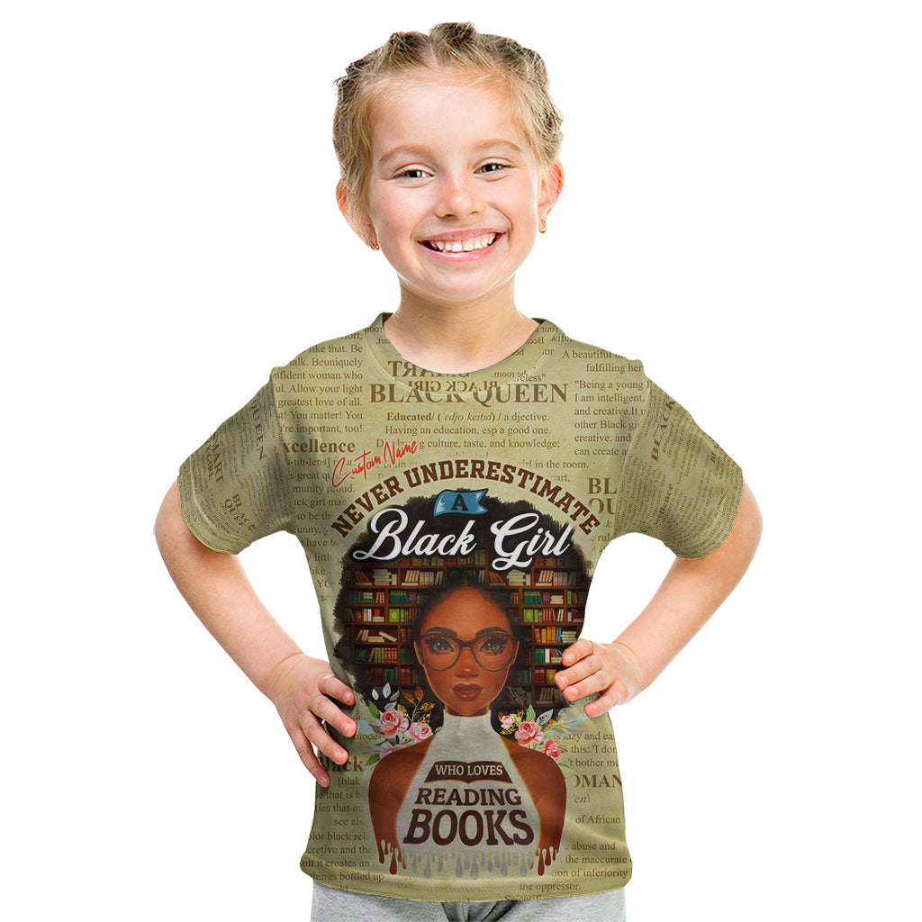 Personalized Black Girl African Kid T Shirt Never Underestimate A Book Lover - Wonder Print Shop