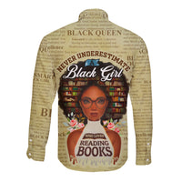 Personalized Black Girl African Long Sleeve Button Shirt Never Underestimate A Book Lover - Wonder Print Shop