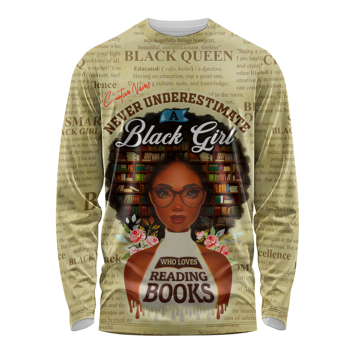 Personalized Black Girl African Long Sleeve Shirt Never Underestimate A Book Lover - Wonder Print Shop