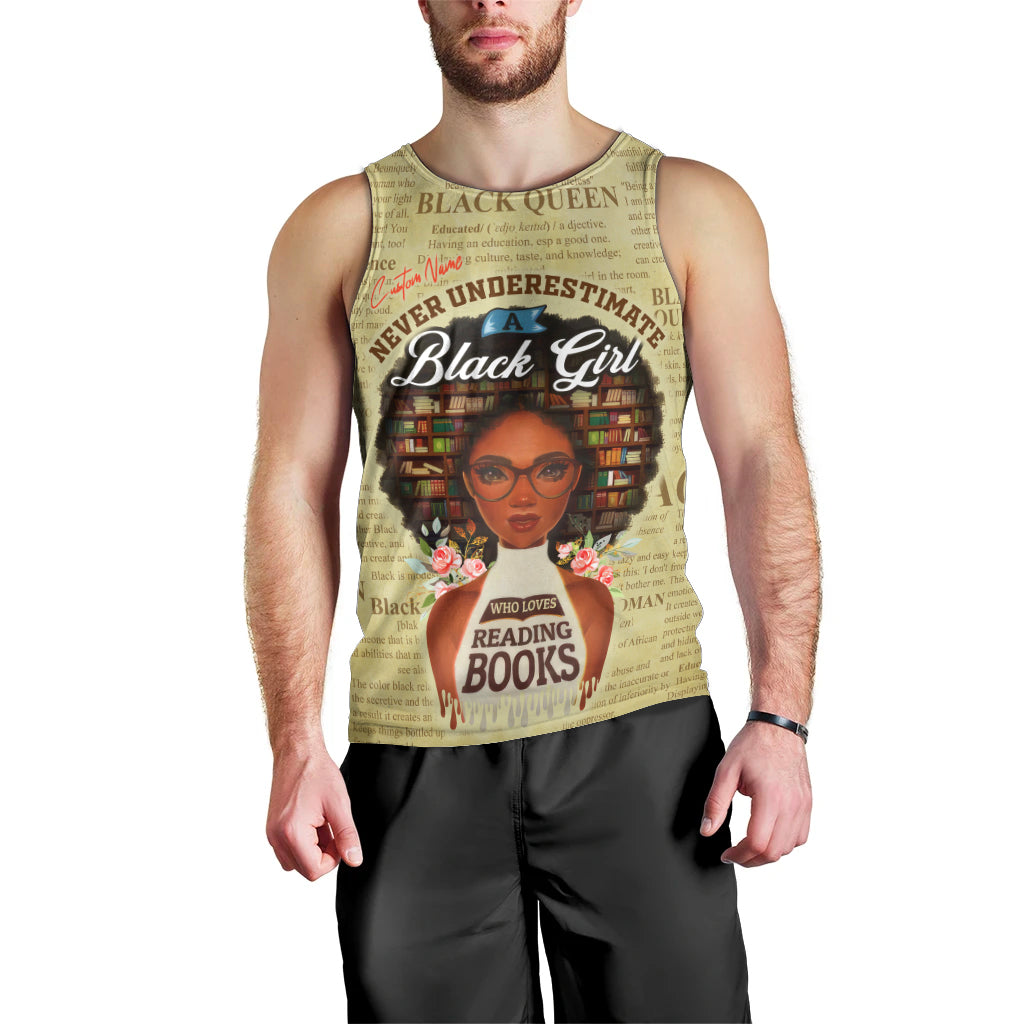 Personalized Black Girl African Men Tank Top Never Underestimate A Book Lover - Wonder Print Shop