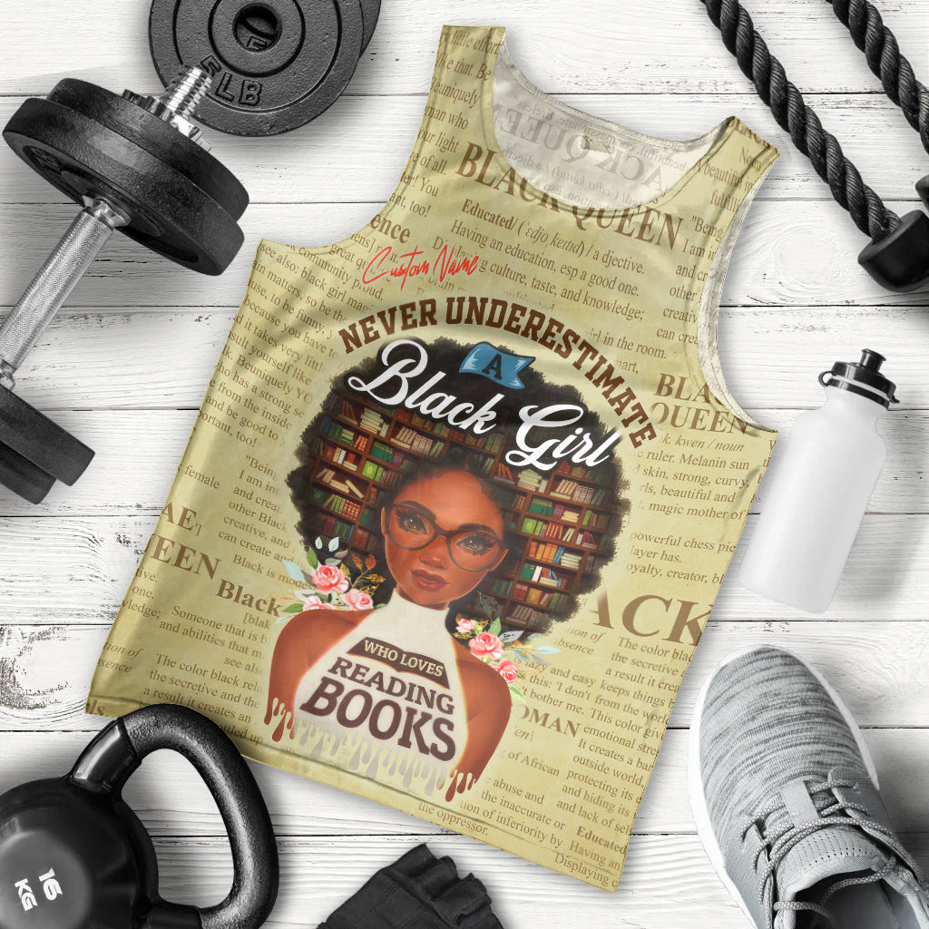 Personalized Black Girl African Men Tank Top Never Underestimate A Book Lover - Wonder Print Shop