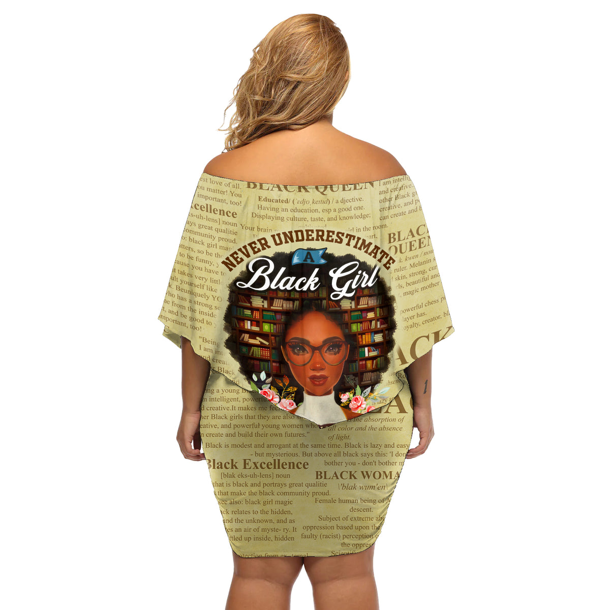 Personalized Black Girl African Off Shoulder Short Dress Never Underestimate A Book Lover - Wonder Print Shop