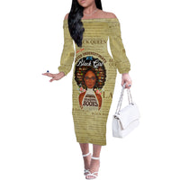 Personalized Black Girl African Off The Shoulder Long Sleeve Dress Never Underestimate A Book Lover - Wonder Print Shop