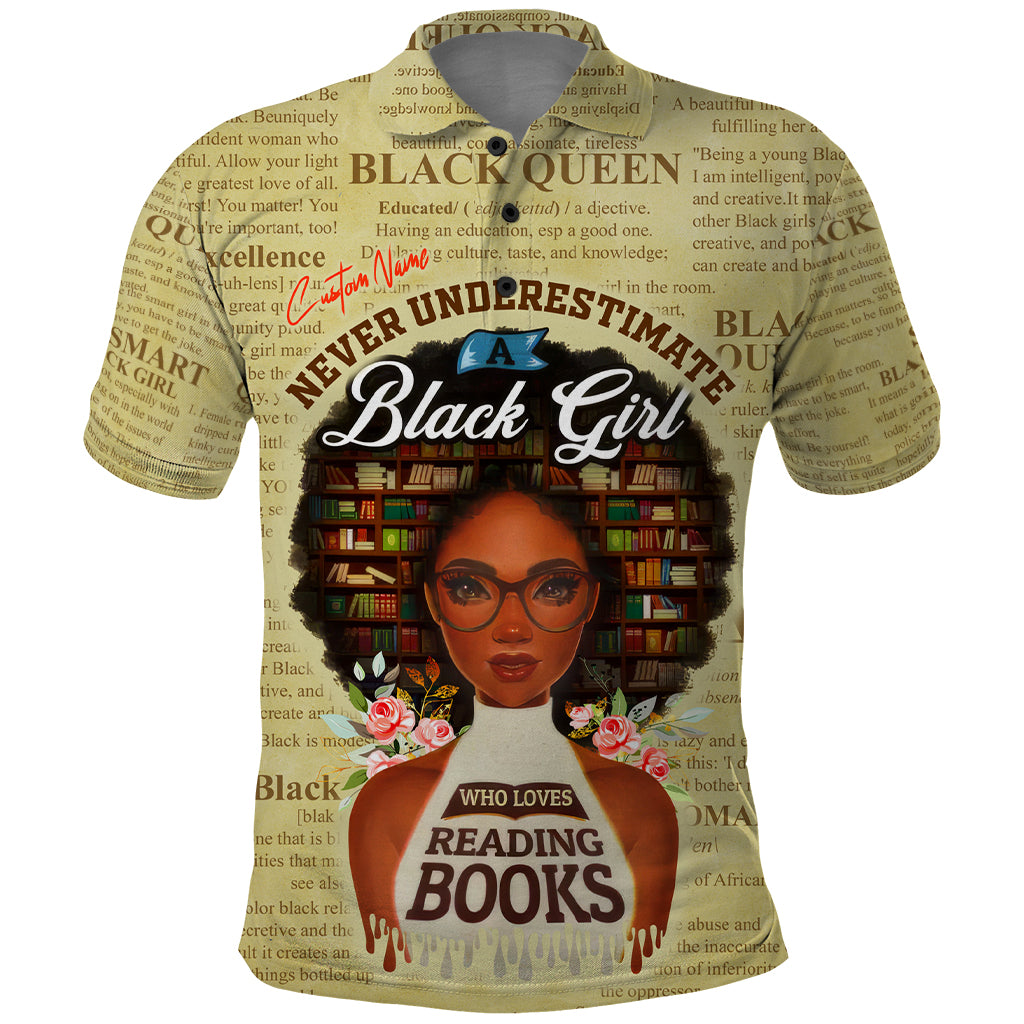 Personalized Black Girl African Polo Shirt Never Underestimate A Book Lover - Wonder Print Shop