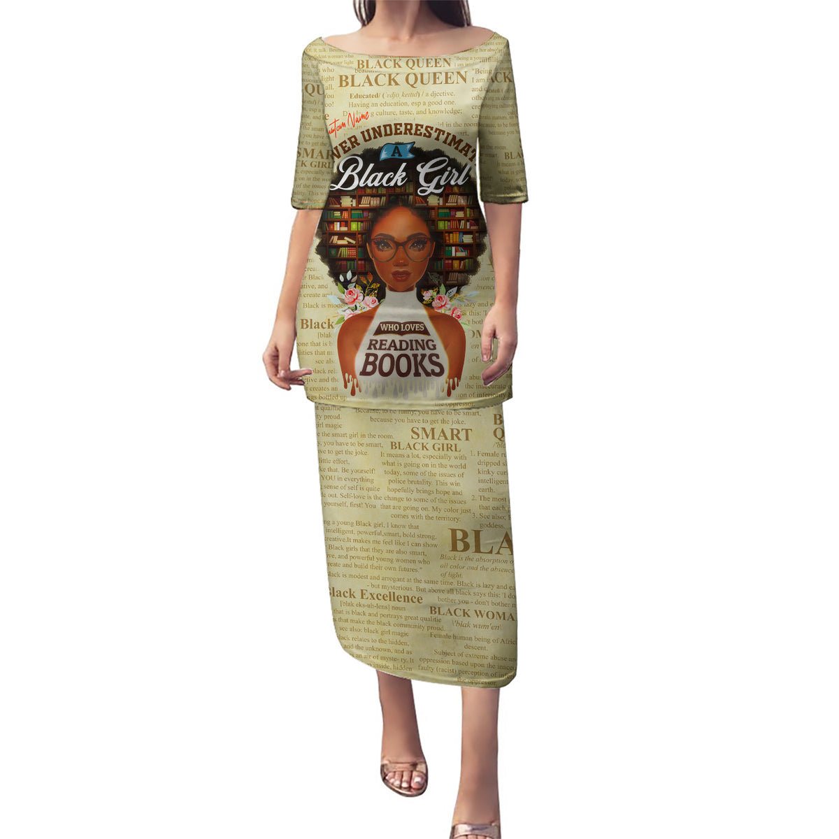 Personalized Black Girl African Puletasi Never Underestimate A Book Lover - Wonder Print Shop