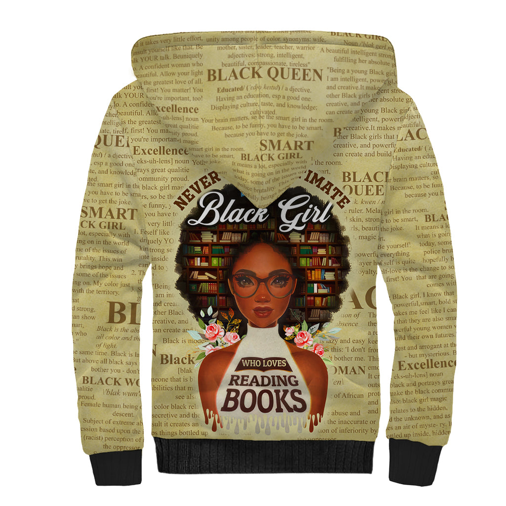 Personalized Black Girl African Sherpa Hoodie Never Underestimate A Book Lover - Wonder Print Shop