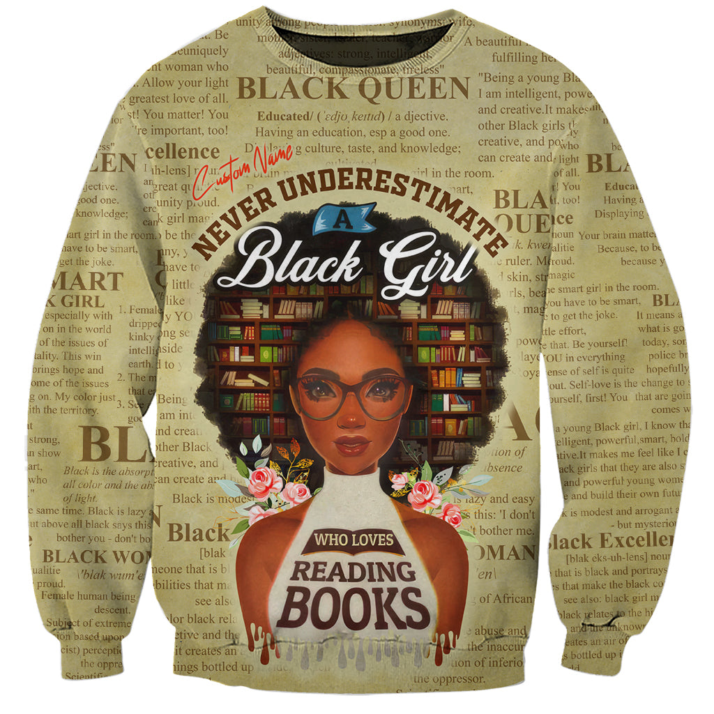 Personalized Black Girl African Sweatshirt Never Underestimate A Book Lover - Wonder Print Shop