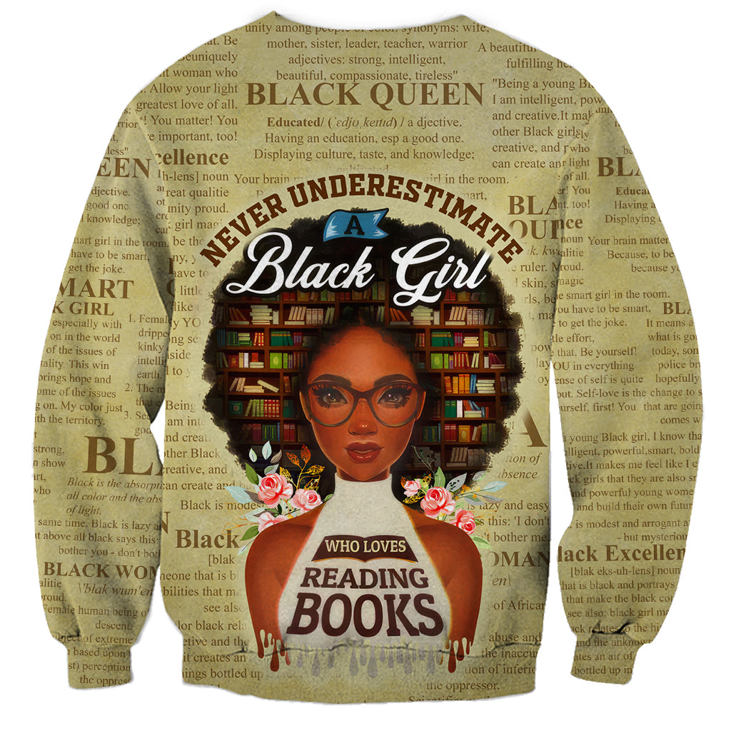 Personalized Black Girl African Sweatshirt Never Underestimate A Book Lover - Wonder Print Shop