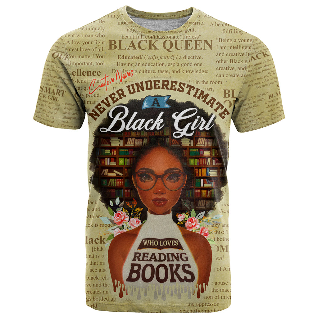 Personalized Black Girl African T Shirt Never Underestimate A Book Lover - Wonder Print Shop