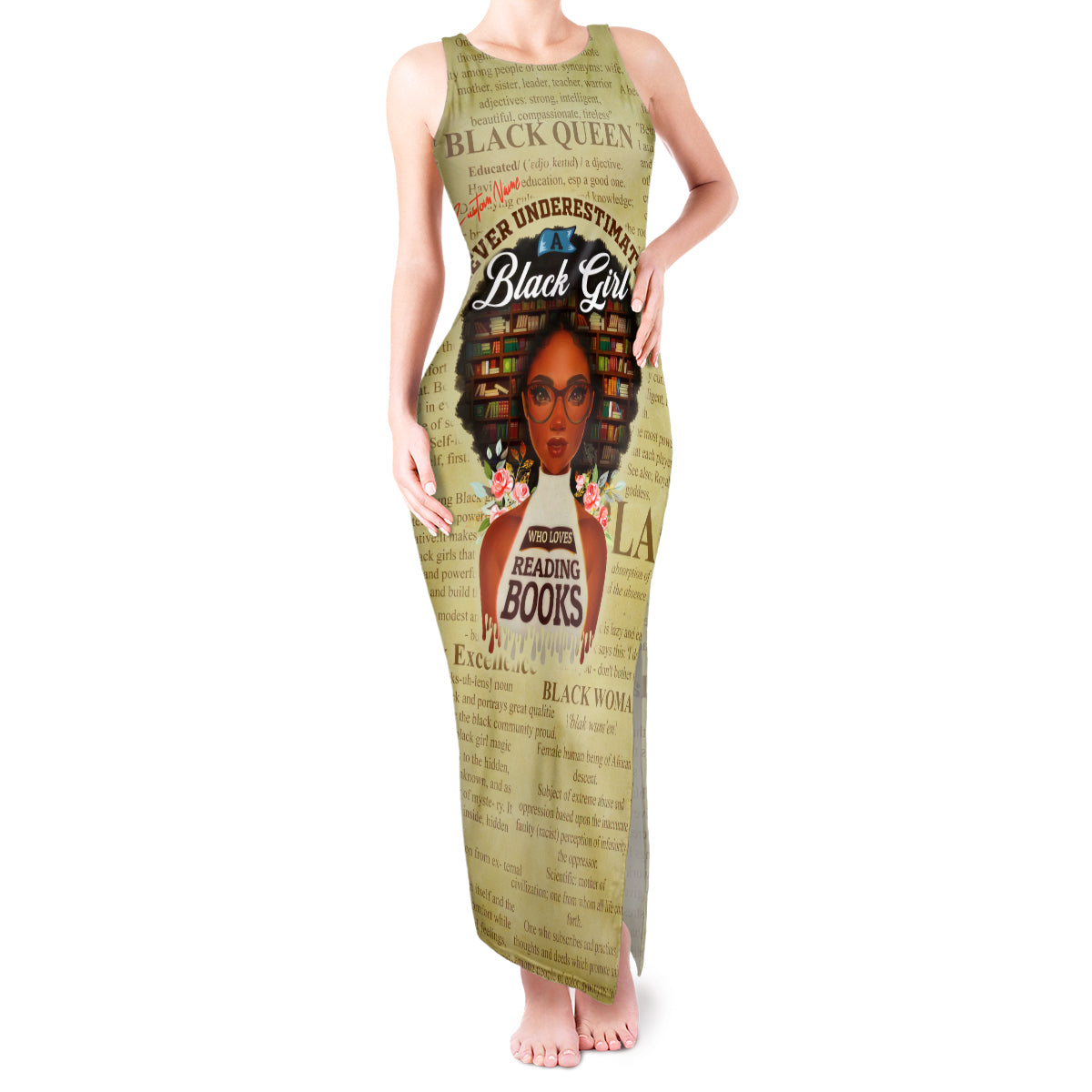 Personalized Black Girl African Tank Maxi Dress Never Underestimate A Book Lover - Wonder Print Shop