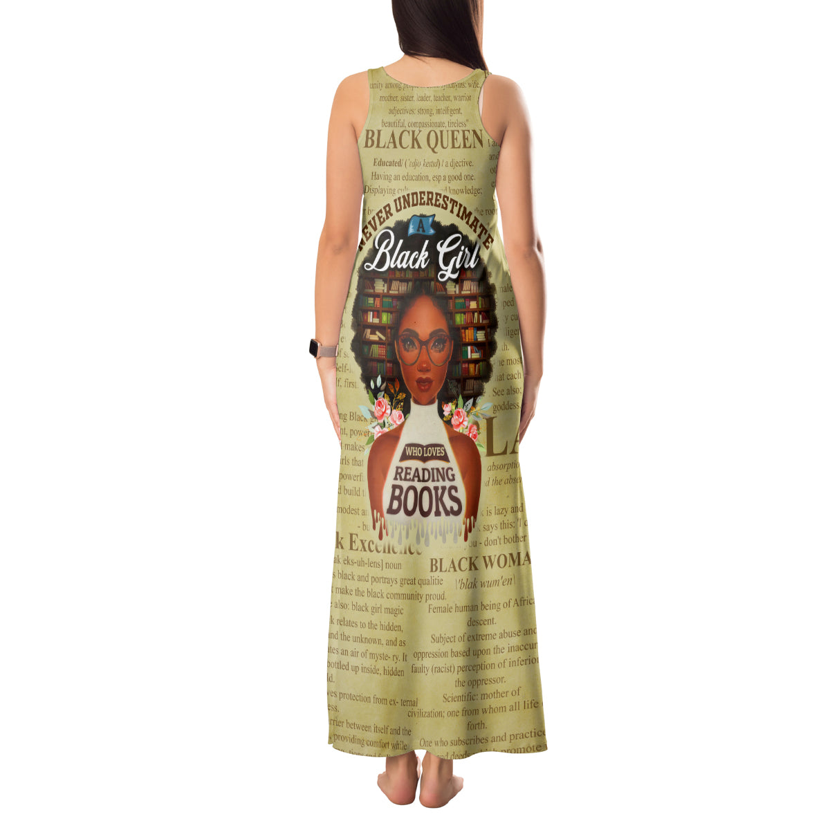 Personalized Black Girl African Tank Maxi Dress Never Underestimate A Book Lover - Wonder Print Shop