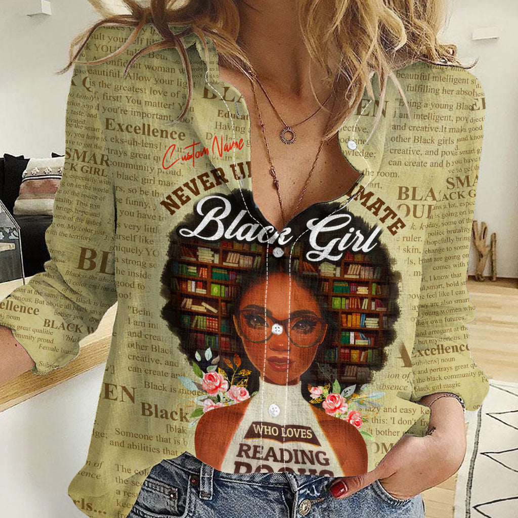 Personalized Black Girl African Women Casual Shirt Never Underestimate A Book Lover - Wonder Print Shop