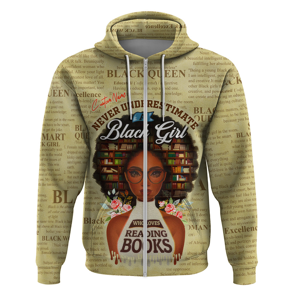 Personalized Black Girl African Zip Hoodie Never Underestimate A Book Lover - Wonder Print Shop