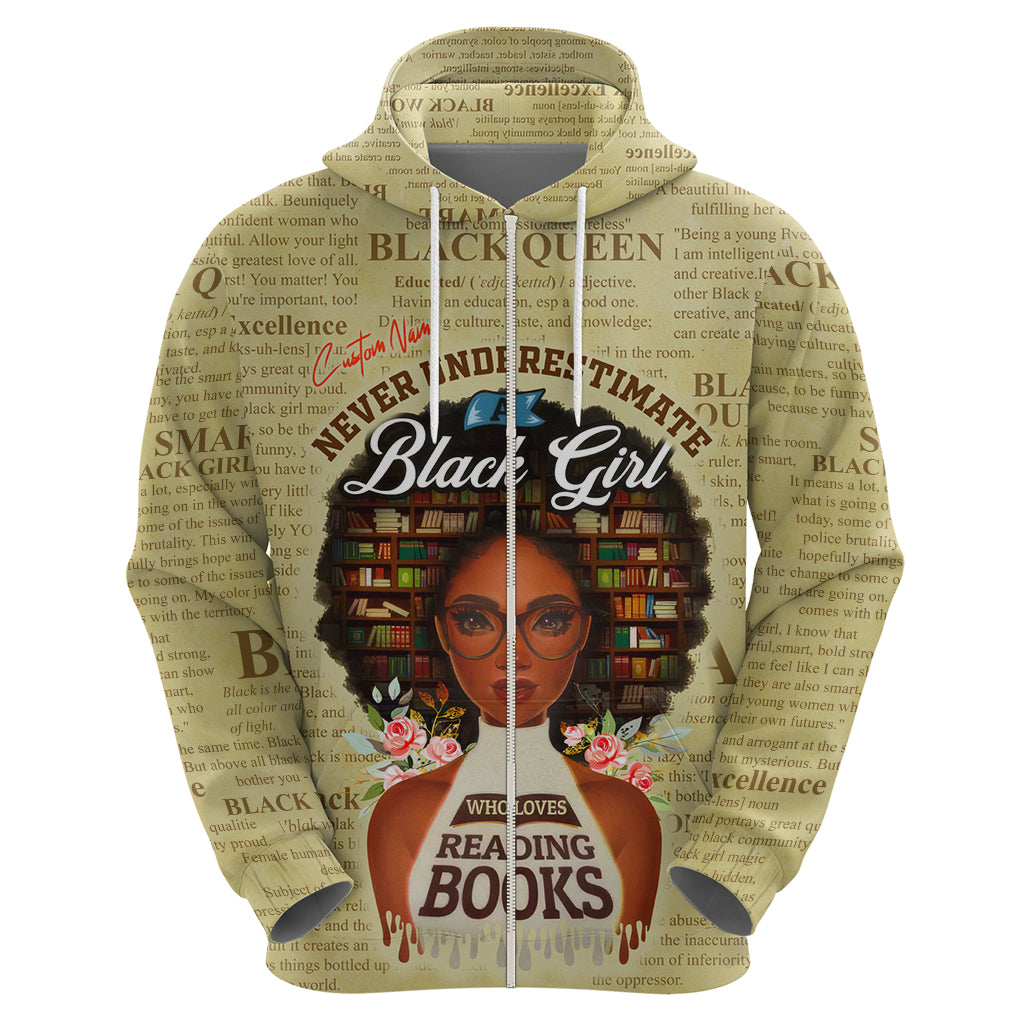 Personalized Black Girl African Zip Hoodie Never Underestimate A Book Lover - Wonder Print Shop