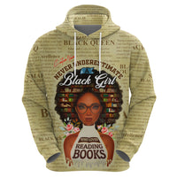 Personalized Black Girl African Zip Hoodie Never Underestimate A Book Lover - Wonder Print Shop