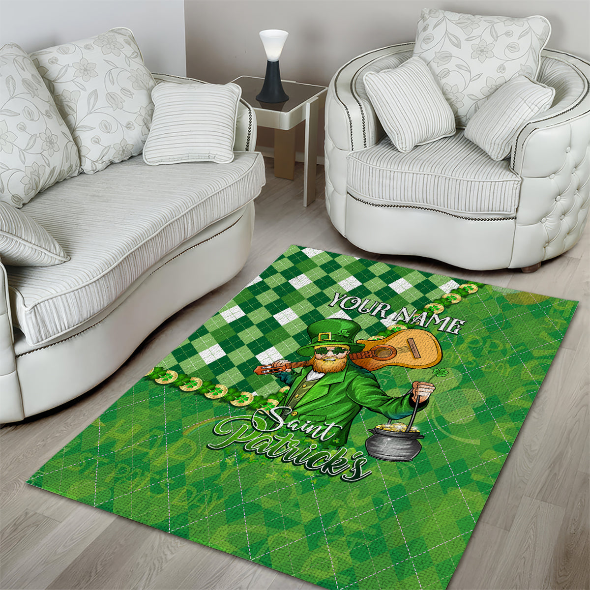 Personalized Happy St Patrick's Day Area Rug Irish Leprechaun - Wonder Print Shop