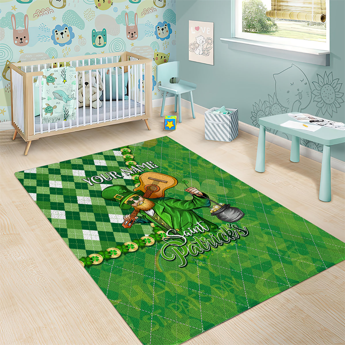 Personalized Happy St Patrick's Day Area Rug Irish Leprechaun - Wonder Print Shop