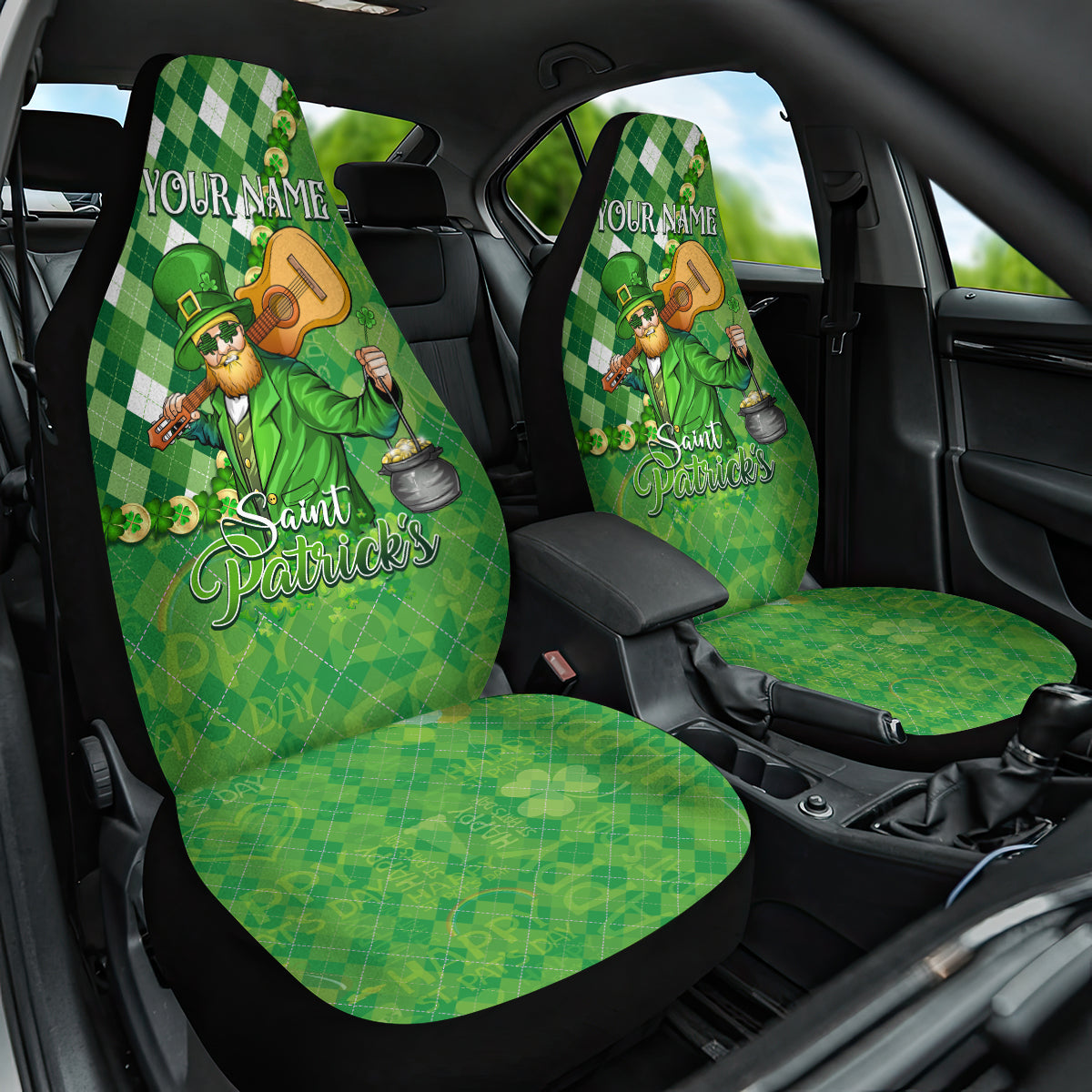 Personalized Happy St Patrick's Day Car Seat Cover Irish Leprechaun