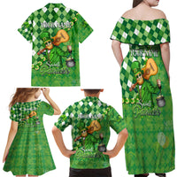Personalized Happy St Patrick's Day Family Matching Off Shoulder Maxi Dress and Hawaiian Shirt Irish Leprechaun - Wonder Print Shop