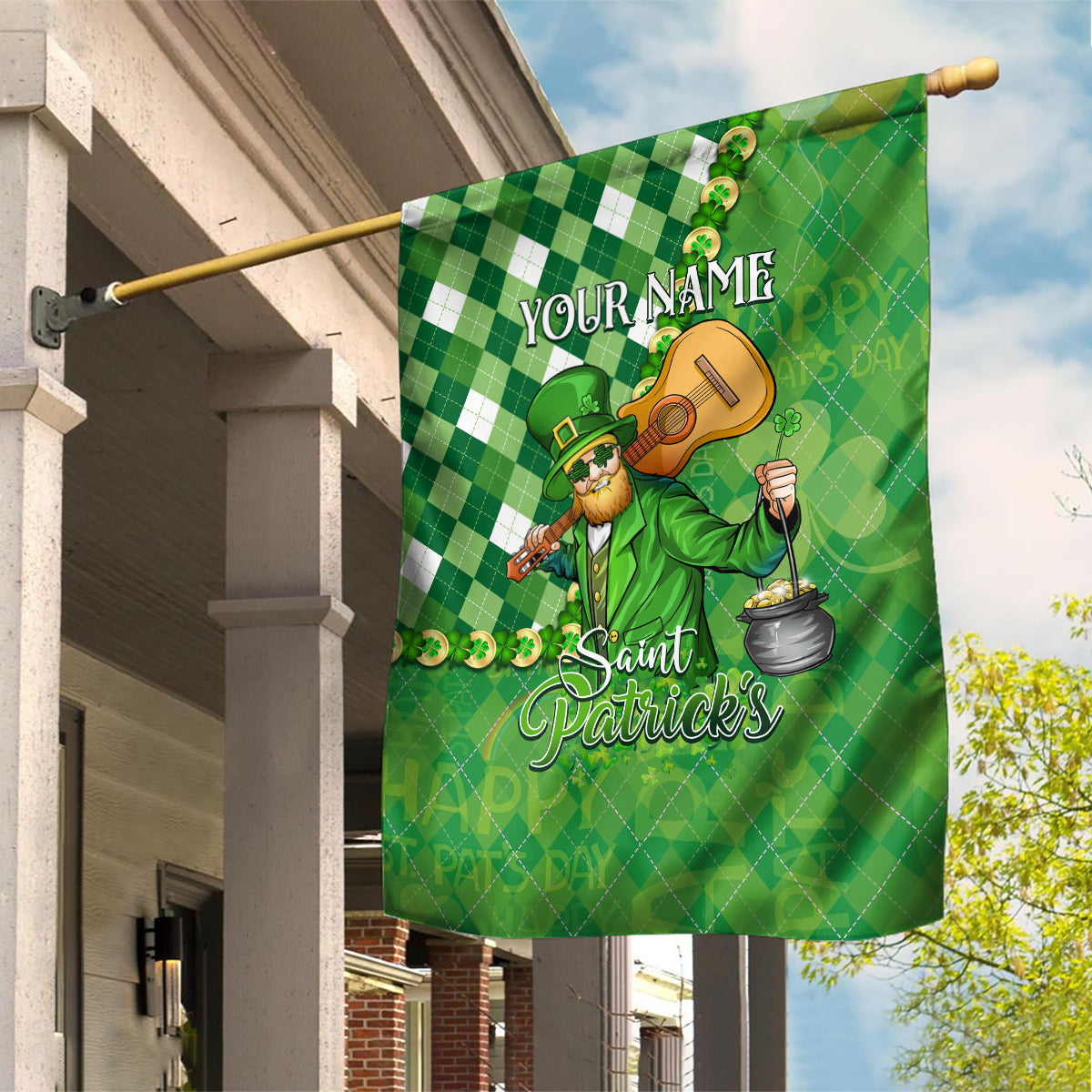 Personalized Happy St Patrick's Day Garden Flag Irish Leprechaun - Wonder Print Shop