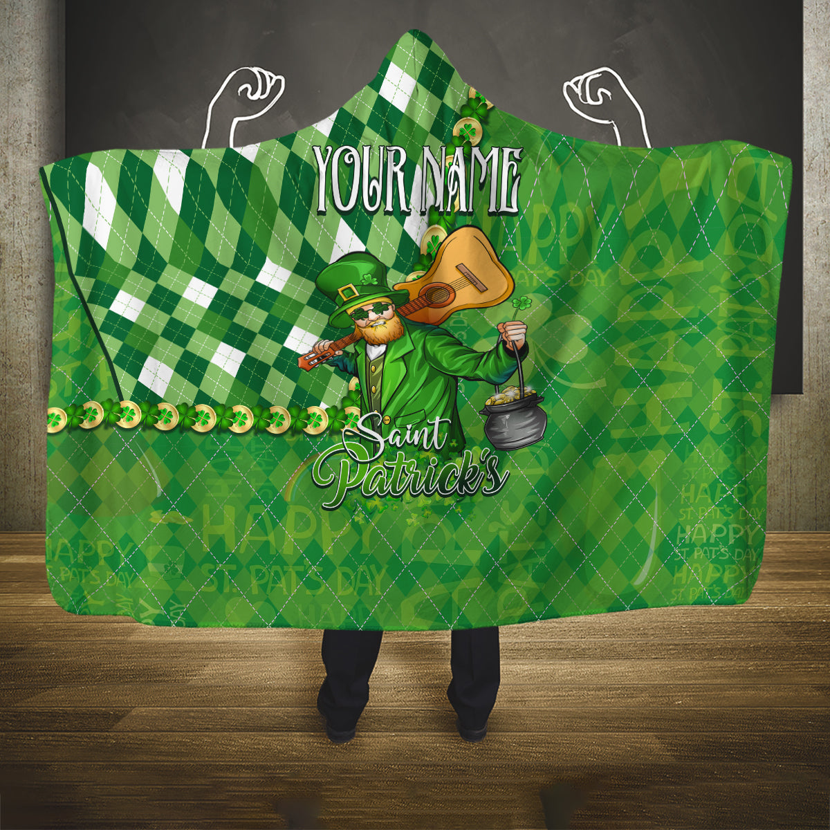 Personalized Happy St Patrick's Day Hooded Blanket Irish Leprechaun