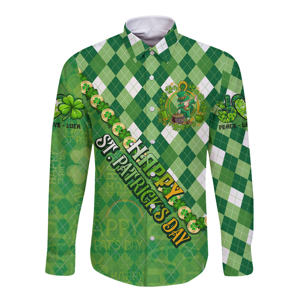 Personalized Happy St Patrick's Day Long Sleeve Button Shirt Irish Leprechaun - Wonder Print Shop