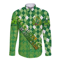 Personalized Happy St Patrick's Day Long Sleeve Button Shirt Irish Leprechaun - Wonder Print Shop