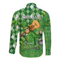 Personalized Happy St Patrick's Day Long Sleeve Button Shirt Irish Leprechaun - Wonder Print Shop