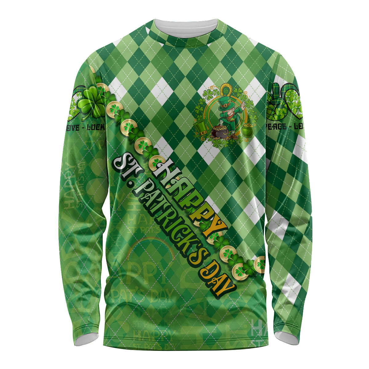 Personalized Happy St Patrick's Day Long Sleeve Shirt Irish Leprechaun - Wonder Print Shop
