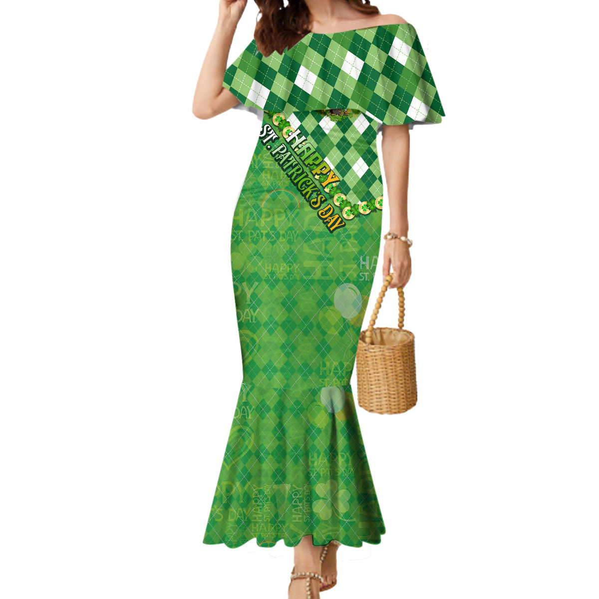 Personalized Happy St Patrick's Day Mermaid Dress Irish Leprechaun - Wonder Print Shop