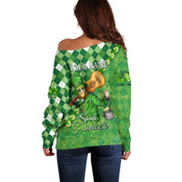 Personalized Happy St Patrick's Day Off Shoulder Sweater Irish Leprechaun - Wonder Print Shop